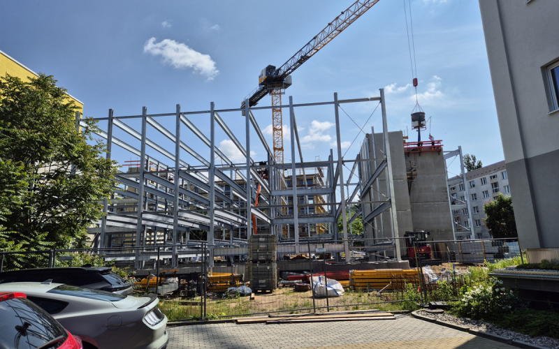 Parkhaus am Spitzgrund im Rohbau, Betoniervorgang